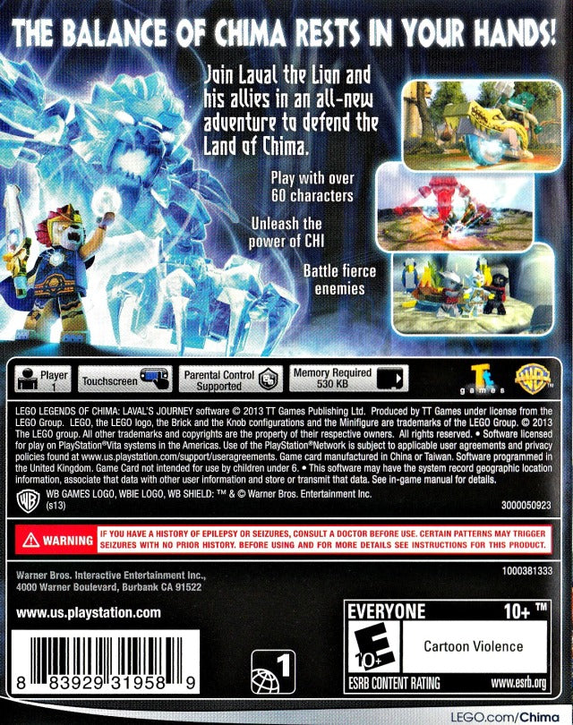 LEGO Legends of Chima: Laval's Journey Back Cover - Playstation Vita Pre-Played