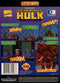 The Incredible Hulk Complete in Box Back Cover - Sega Genesis Pre-Played