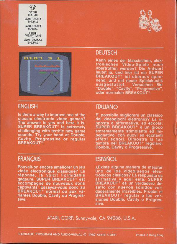 Super Breakout Back Cover - Atari Pre-Played