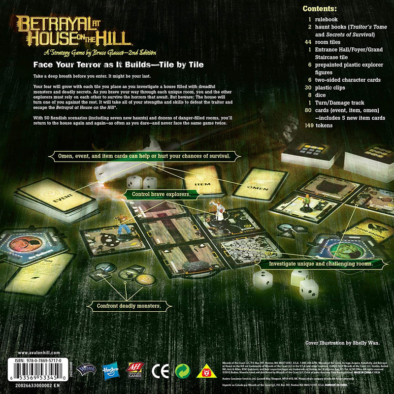 Betrayal at House on the Hill Board Game Back of Box