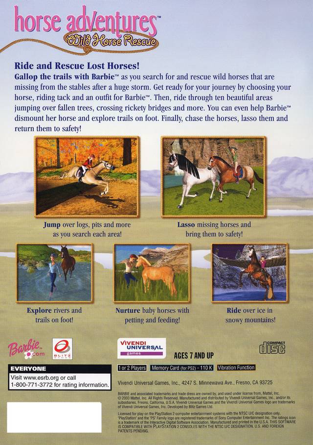  Barbie Horse Adventures: Riding Camp - PlayStation 2 : Video  Games