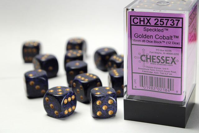 Chessex Speckled 16mm Pip D6 Golden Cobalt (12)