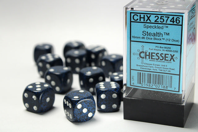 Chessex Speckled 16mm Pip D6 Stealth (12)