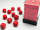 Chessex Opaque 12mm D6 Red/White (36)