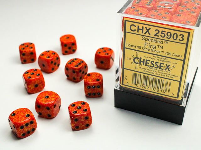 Chessex Fire Elemental 12mm D6 Dice Block (36)