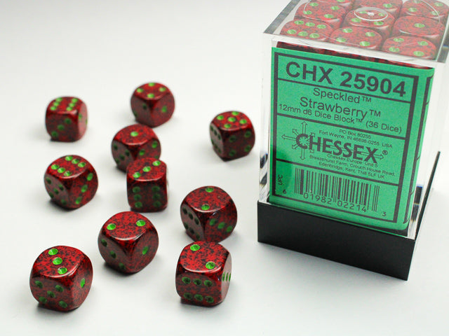 Chessex Strawberry 12mm D6 Dice Block (36)