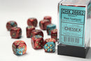 Chessex Gemini 7 16mm D6 Red/Teal/Gold (12)