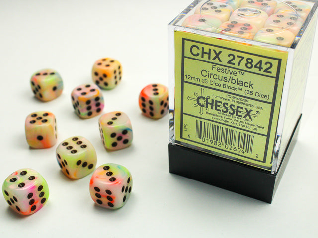 Chessex Dm4 Festive 12mm D6 Circus/Black (36)