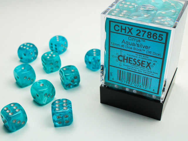 Chessex Dm5 Cirrus 12mm D6 Aqua/Silver (36)