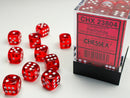 Chessex Translucent: 12mm D6 Red/White (36)