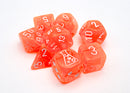 Lab Dice 7 - Translucent Polyhedral Neon Orange/white 7-Die Set