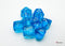 Lab Dice 7 - Translucent Polyhedral Tropical Blue/white 7-Die Set