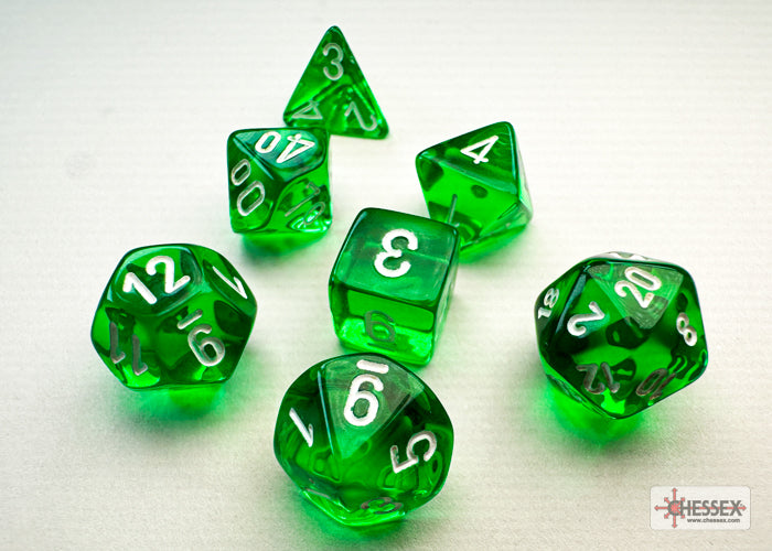 Chessex Translucent Mini 7-Die Set - Green/White