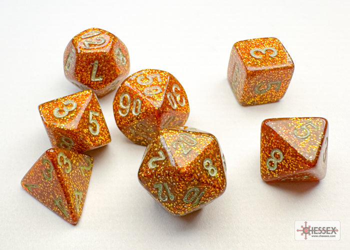 Chessex Glitter Mini 7-Die Set - Gold/Silver