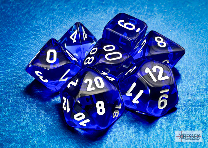 Chessex Translucent Poly Blue/White (7)