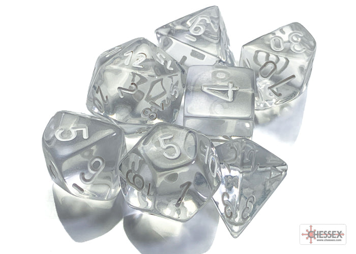 Chessex Translucent Poly Clear/White (7)