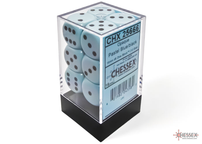 Chessex Opaque Poly 16mm D6 Pastel Blue/Black (12)