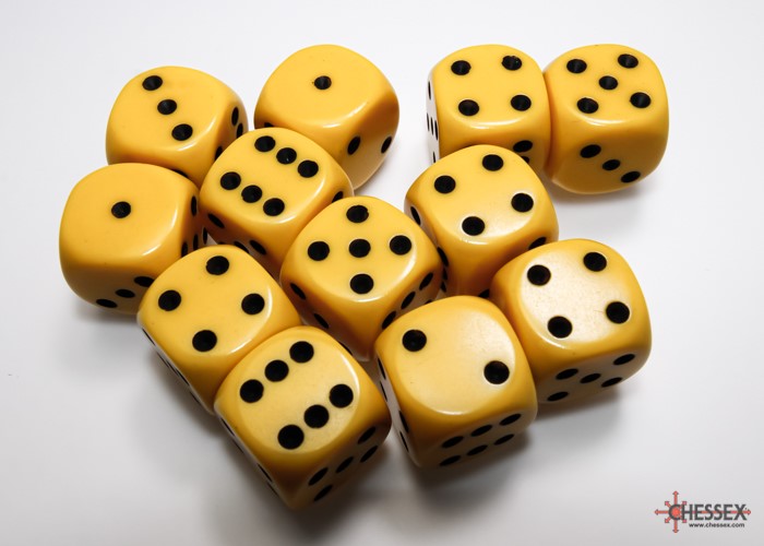 Chessex Opaque: 16mm D6 Yellow/Black (12)