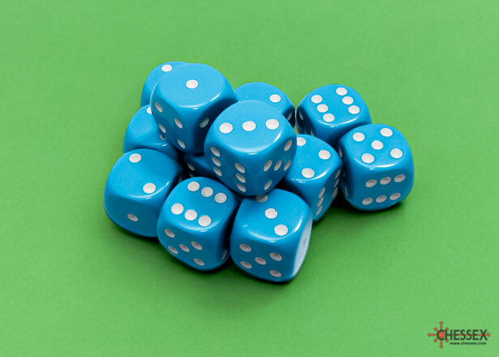 Chessex Opaque: 16mm D6 Light Blue/White (12)