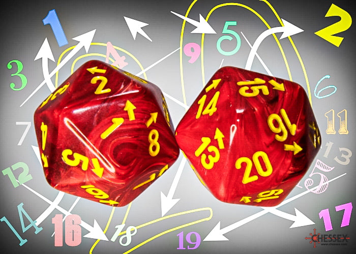 Chessex Count Up & Down Single D20 Vortex Red/Yellow