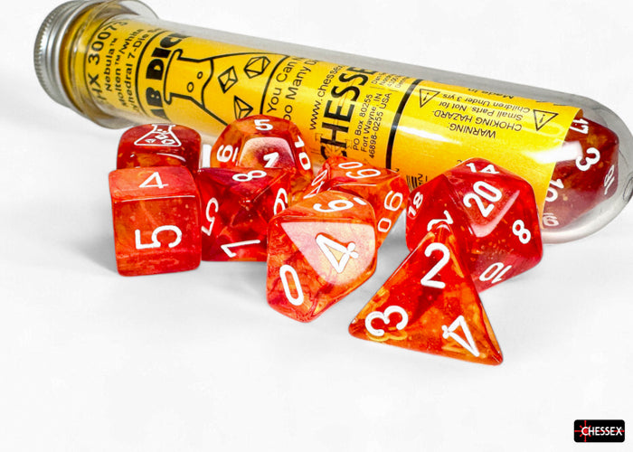 Lab Dice 9 -  Nebula Molten/White Luminary Polyhedral 7-Die Set