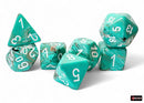 Chessex Marble Mega-Hedral 7 Die Set - Oxi-Copper/White
