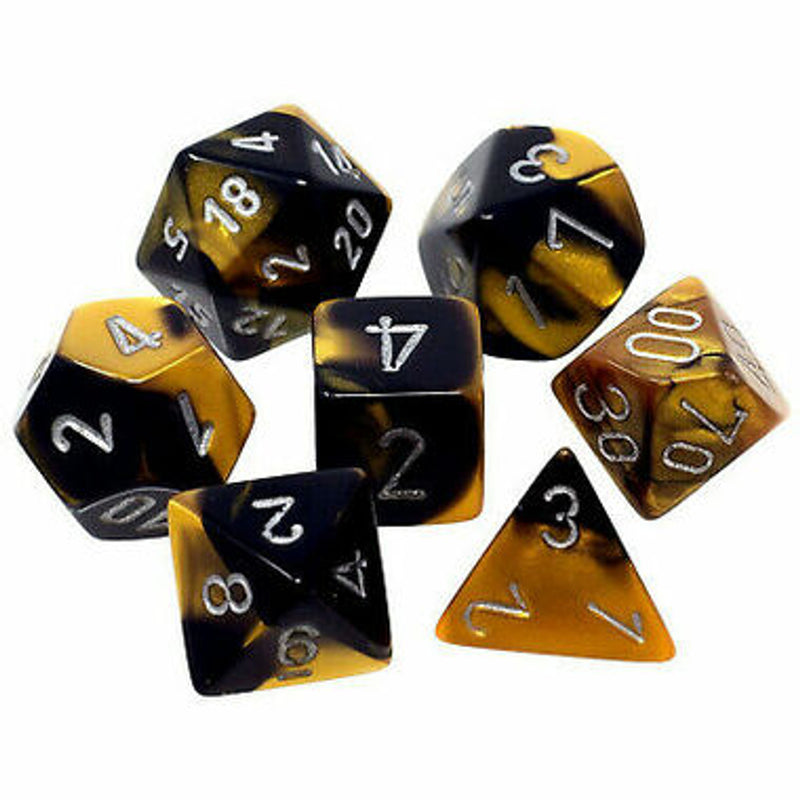 Chessex Gemini 6 Poly Black Gold/Silver (7)