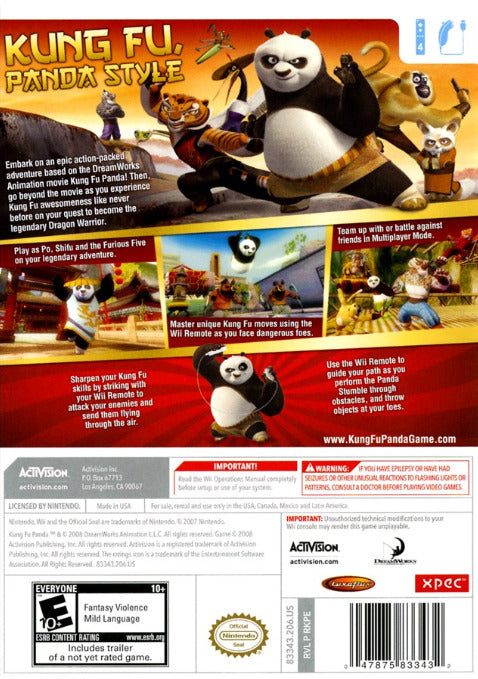 Kung Fu Panda Legendary Warriors Back Cover - Nintendo Wii Pre-Played