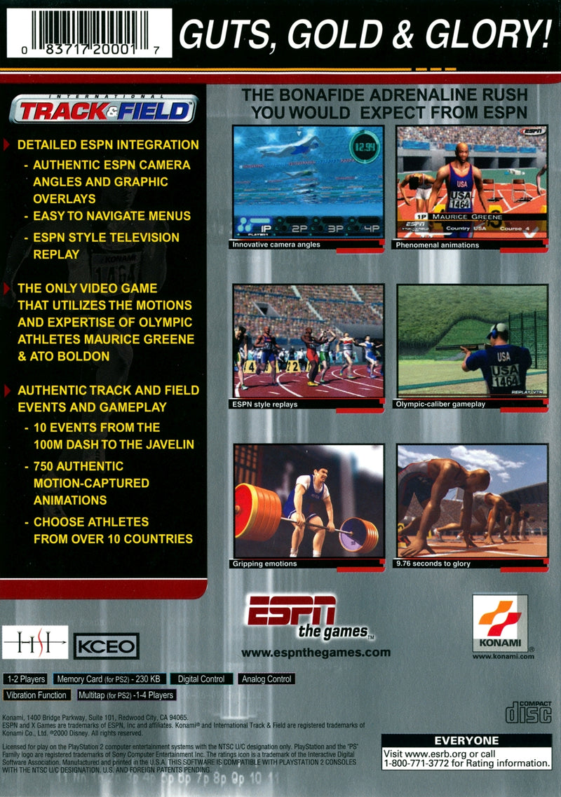 ESPN Track and Field Back Cover - Playstation 2 Pre-Played