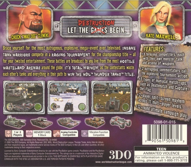 World Destruction League: Thunder Tanks (CIB) - Playstation 1 Pre-Played