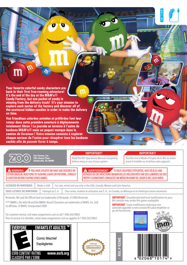 M&M's Adventure Back Cover - Nintendo Wii Pre-Played