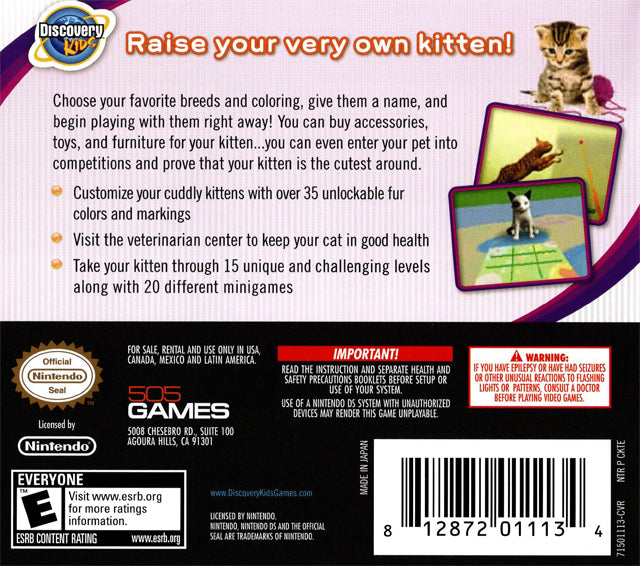 Discovery Kids Kitten Corner Back Cover - Nintendo DS Pre-Played