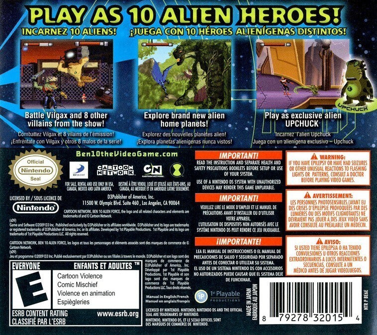 Ben 10 Alien Force Vilgax Attacks Back Cover - Nintendo DS Pre-Played