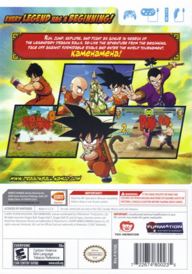 Dragon Ball: Revenge of King Piccolo Back Cover - Nintendo Wii Pre-Played