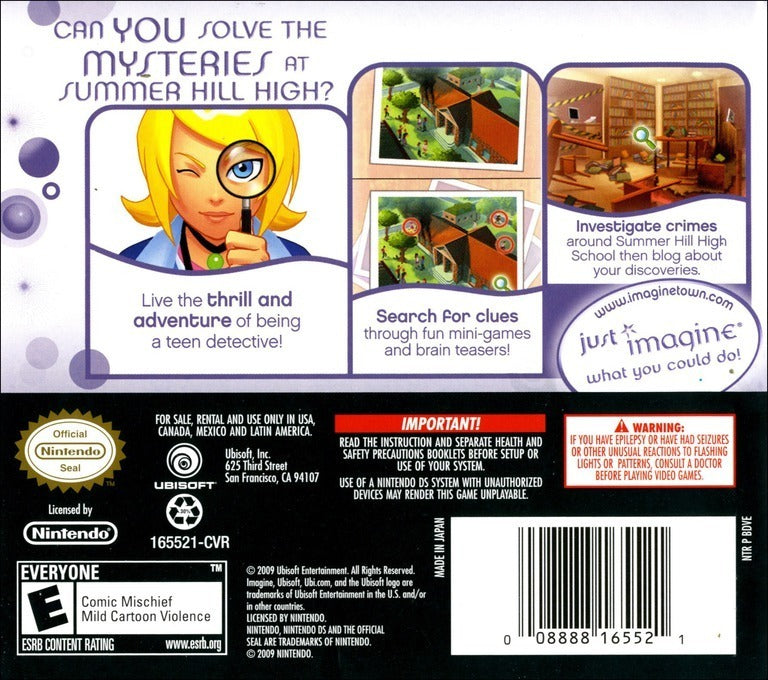 Imagine Detective Back Cover - Nintendo DS Pre-Played