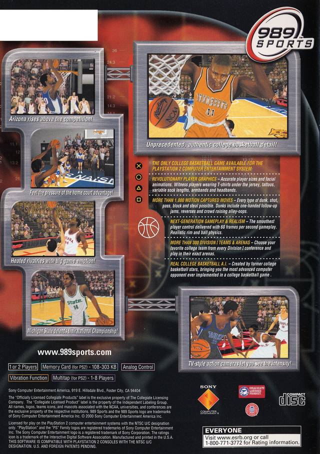 NCAA Final Four 2001 Back Cover - Playstation 2 Pre-Played