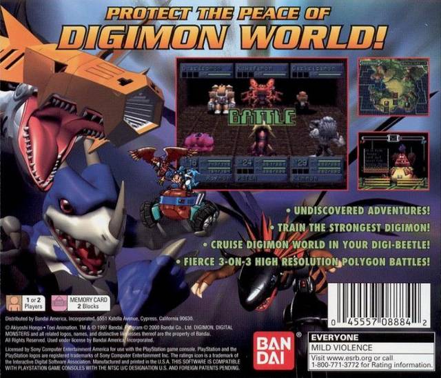 Digimon World 2 Back Cover - Playstation 1 Pre-Played