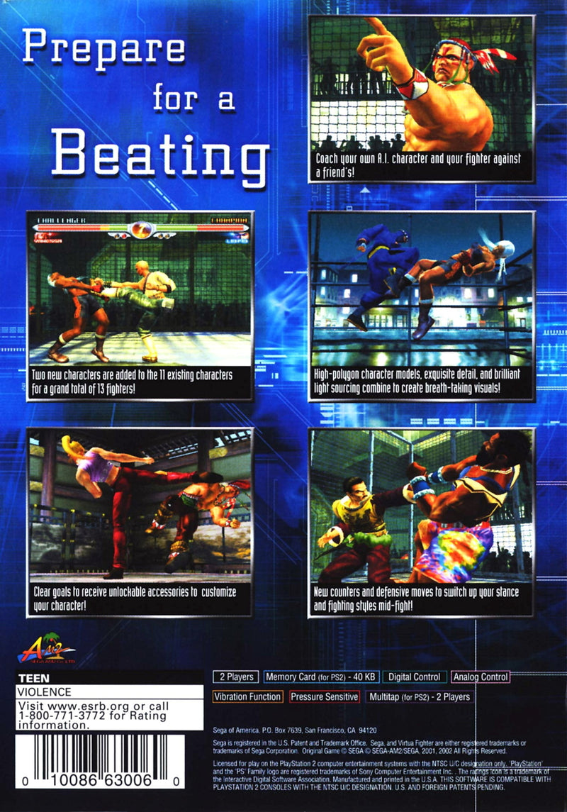 Virtua Fighter 4 Back Cover - Playstation 2 Pre-Played