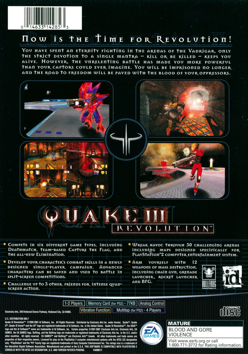 Quake III Revolution Back Cover - Playstation 2 Pre-Played