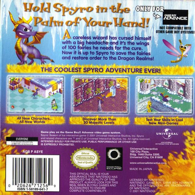 Spyro Season of Ice - Nintendo Gameboy Advance Pre-Played