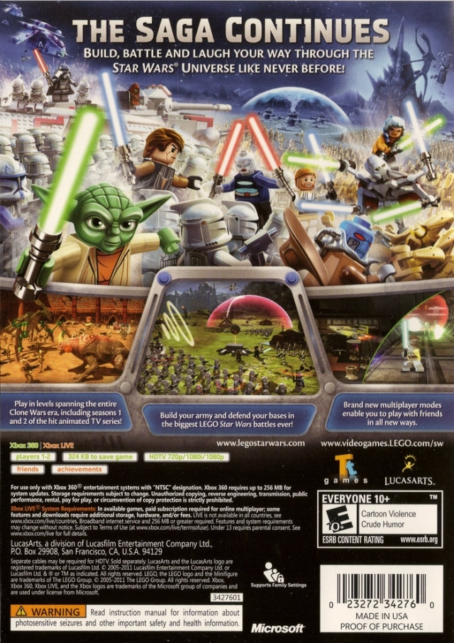 Lego Star Wars III The Clone Wars Back Cover - Xbox 360 Pre-Played