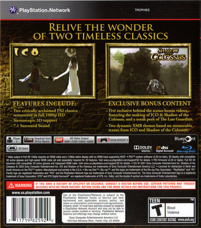Ico and Shadow of the Colossus - Playstation 3 Pre-Played