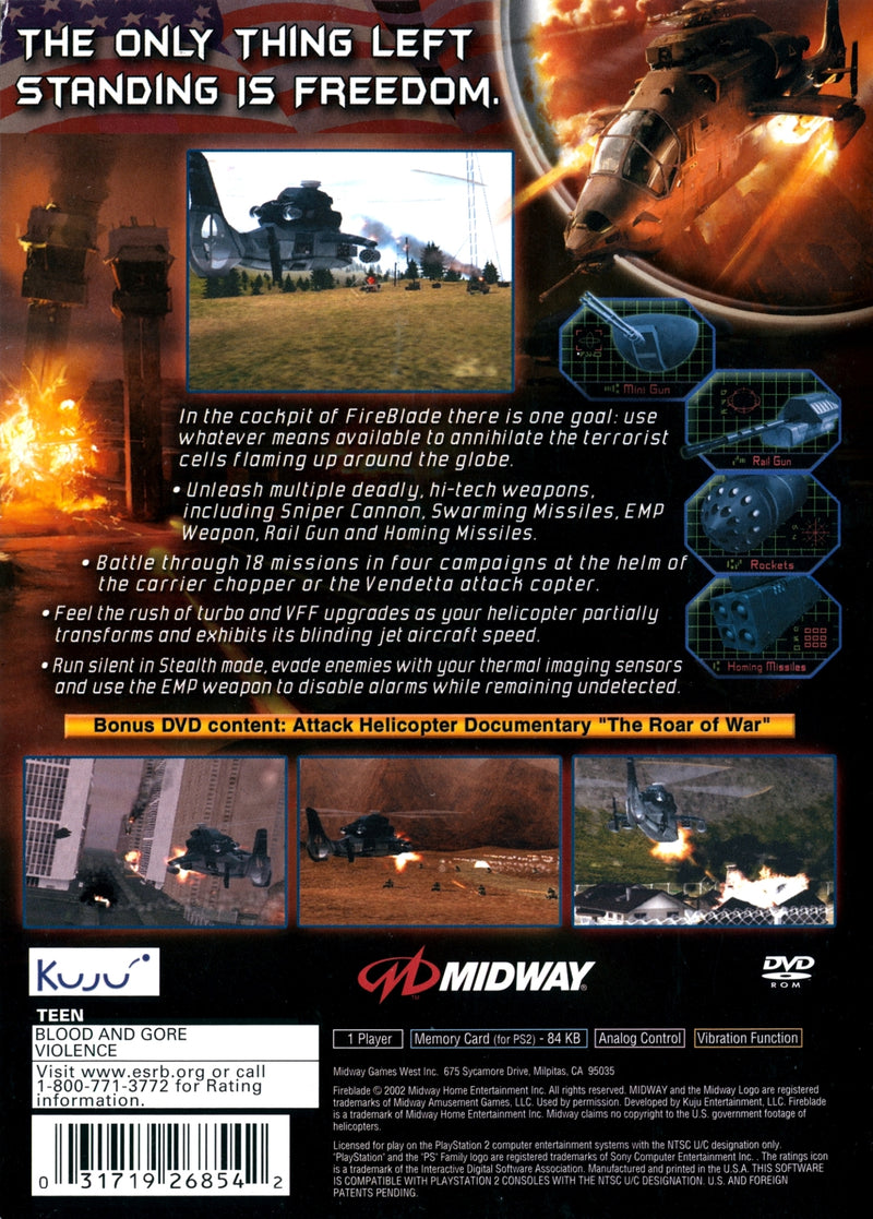 Fire Blade Back Cover - Playstation 2 Pre-Played