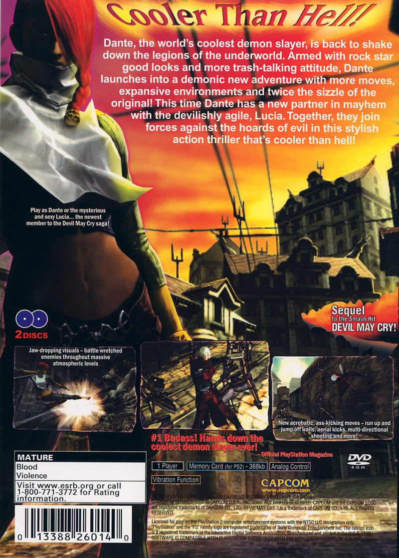 Devil May Cry 2 Back Cover - Playstation 2 Pre-Played