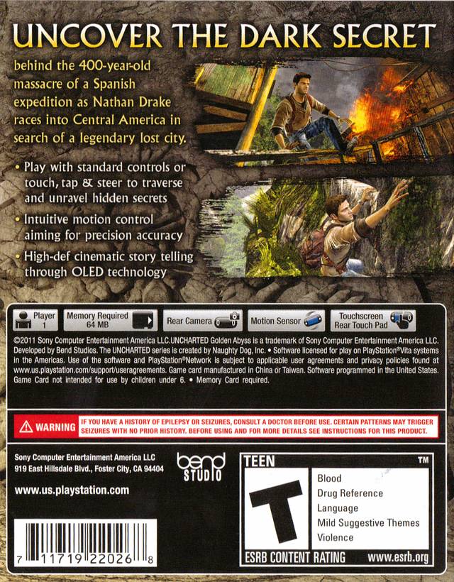 Uncharted: Golden Abyss - Playstation Vita Pre-Played