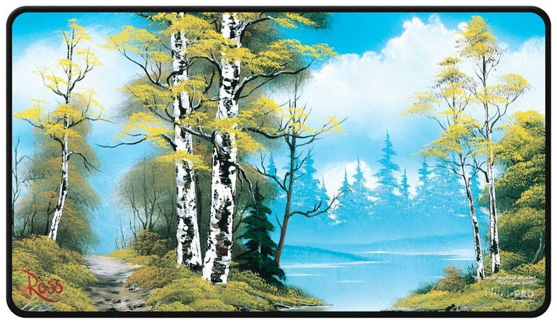Bob Ross Lakeside Path Black Stitched Edged Playmat - Magic the Gathering TCG
