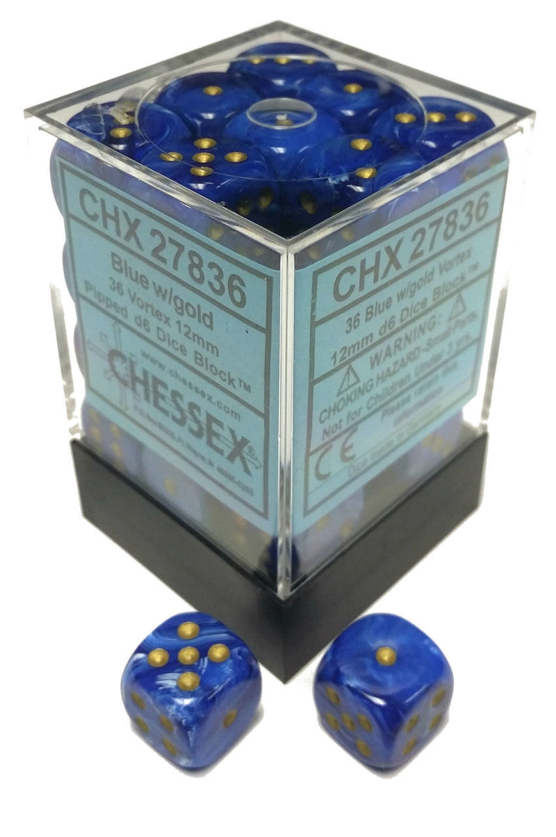 Chessex Vortex 12mm D6 Blue/Gold/Black (36)