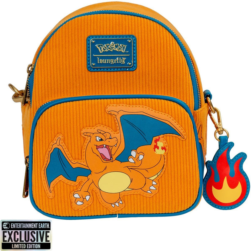 Pokemon Charizard Corduroy Convertible Mini-Backpack Entertainment Earth Exclusive