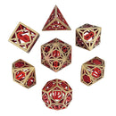 Time Traveler Gold Red Hollow Metal Dice Set