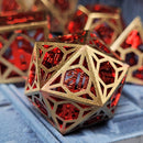 Time Traveler Gold Red Hollow Metal Dice Set